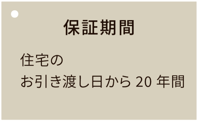 保証期間：住宅のお引き渡し日から20年間